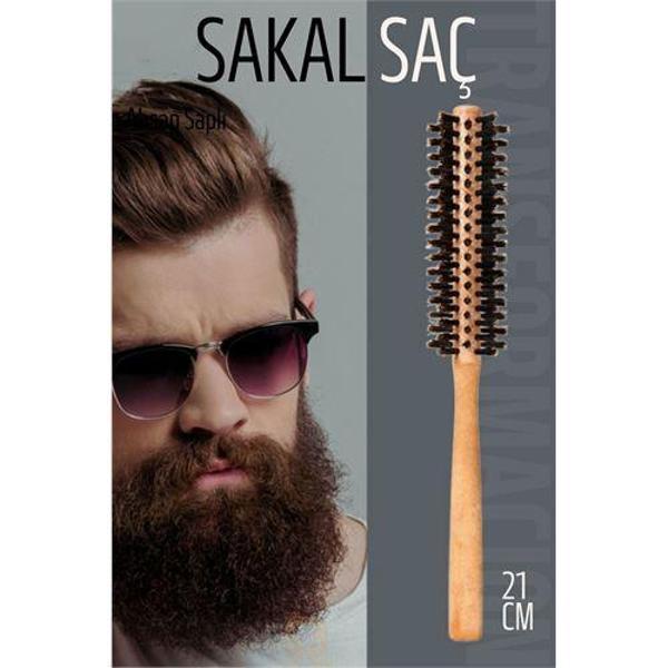  Sakal Fırçası Saç Fırçası ve Fön Fırçası Ahşap Saplı - Image 1