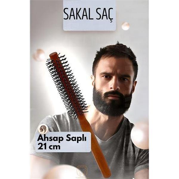  Sakal Fırçası Saç Fırçası ve Fön Fırçası Ahşap Saplı - Image 1