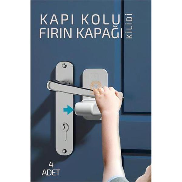 Çocuklara Kapı Kolu ve Fırın Kapağı Güvenlik Kilidi 4 adet - Image 1