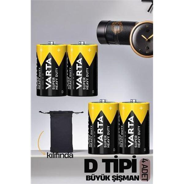  D Tip Büyük Şişman 4 lü Pil Seti Varta - Image 1