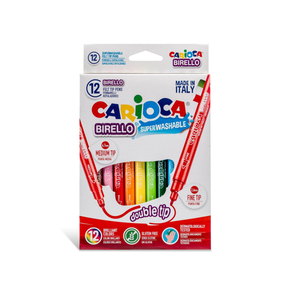 Carioca Birello Süper Yıkanabilir Çift Taraflı Keçeli Boya Kalemi 12'Li - Image 1