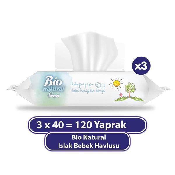 Sleepy Bio Natural Islak Havlu Mendil 3x40 120 Yaprak - Image 1