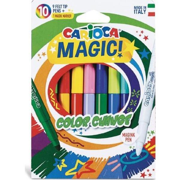 Carioca Renk Değiştiren Sihirli Keçeli Boya Kalemi (9 Renk + 1 Renk Değiştirici Beyaz Kalem) - Image 1