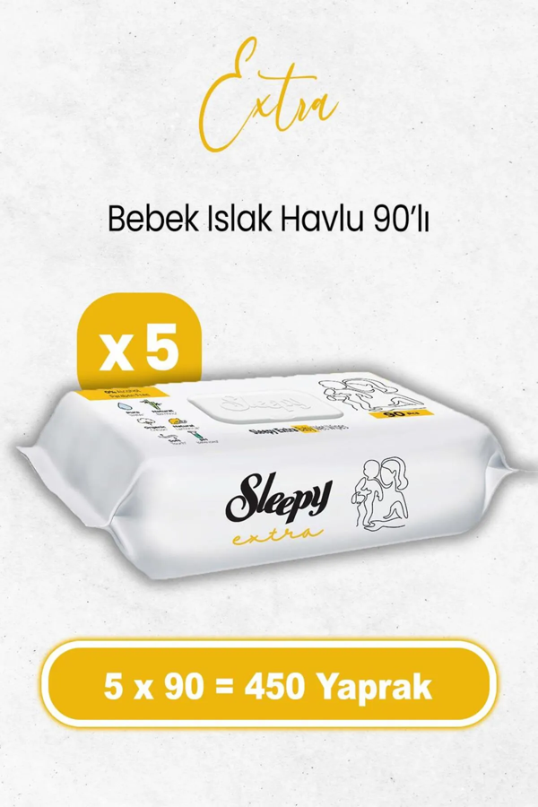 Sleepy Ekstra Islak Havlu Mendil 5x90 450 Yaprak - Image 1