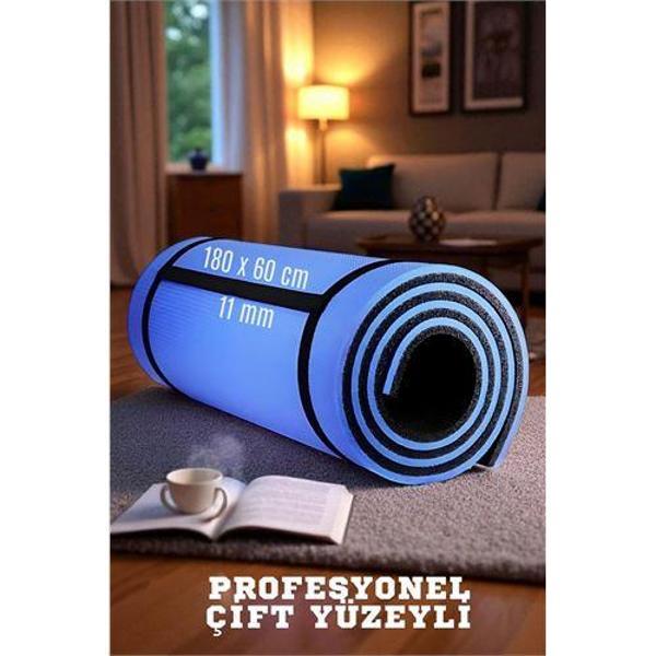 Modacar Pilates Matı- Spor Matı - Yoga Matı 11 mm Çift Taraflı Mavi - Image 1