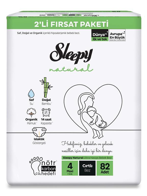 Sleepy Natural Bebek Bezi 2'Li Fırsat Paketi 4 Beden 82 Adet - Image 1