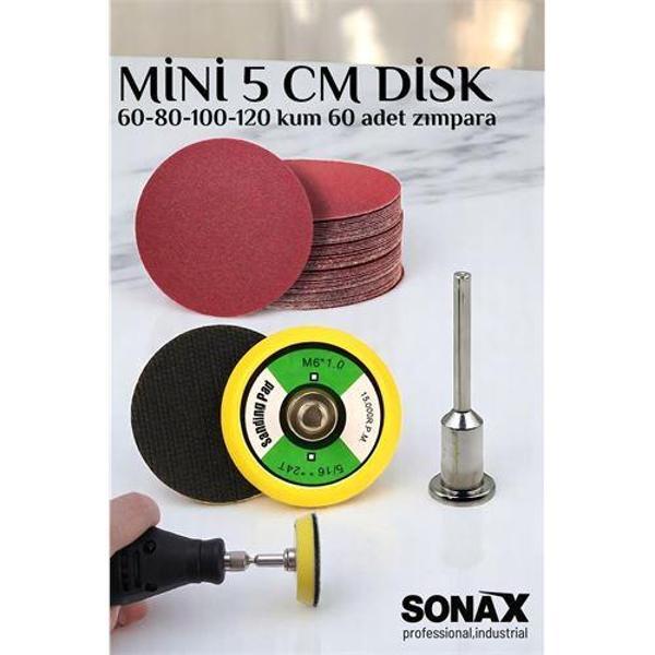 Modacar Pimli Mini Cırt Zımpara Taban Seti Gravür Ve Matkap Uyumlu 5 cm 60 Adet Zımparalı Set - Image 1