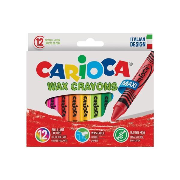 Carioca Wax Maxi Yıkanabilir Pastel Boya Kalemi 12'Li - Image 1