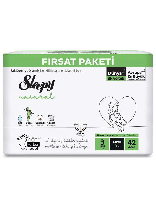 Sleepy Natural Bebek Bezi Fırsat Paketi 3 Beden 42 Adet - Image 1