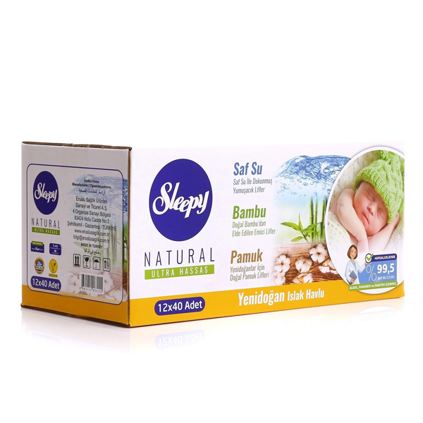 Sleepy Natural Yenidoğan Islak Mendil 12x40 480 Yaprak - Image 1