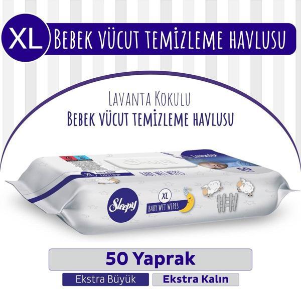 Sleepy XL Lavanta Kokulu Bebek Vücut Temizleme Mendili 50 Yaprak - Image 1