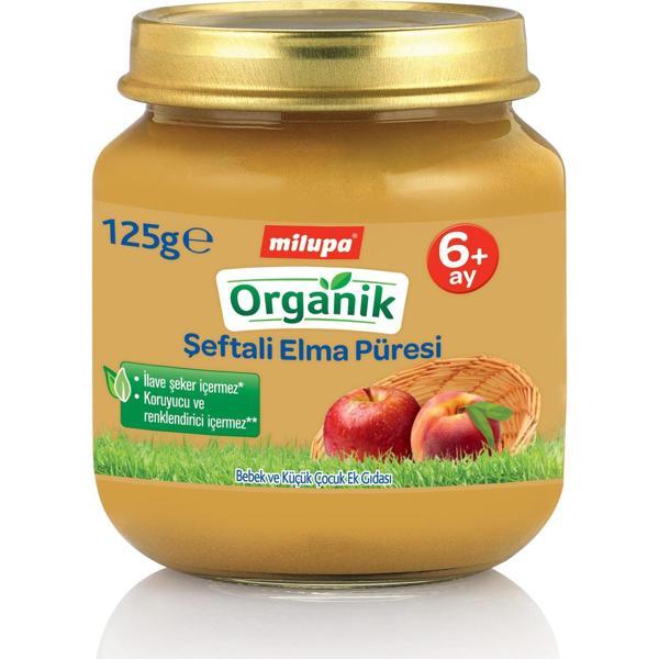 Milupa Organik Şeftali Elma Püreli Kavanoz Maması 125 Gr - Image 1
