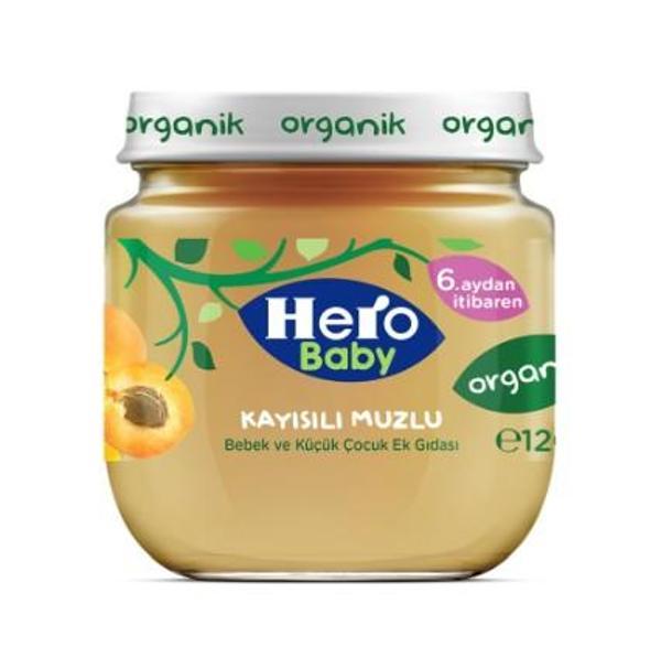 Hero Baby Organik Kayısı Muz Püresi Kavanoz Mama 120 Gr - Image 1