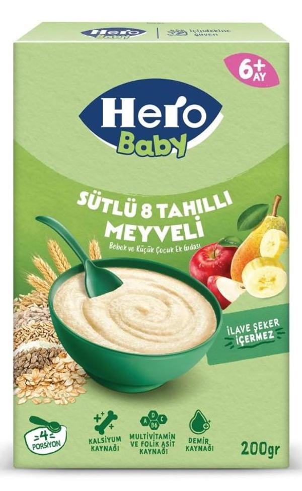 Hero Baby Sütlü 8 Tahıllı Meyveli Kaşık Mama 200 Gr - Image 1