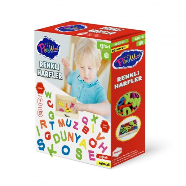 PlayWood Ahşap Kasalı Renkli Harfler 33 Parça 402 - Image 1