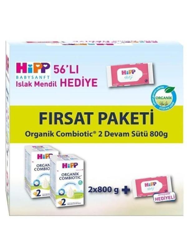 Hipp 2 Organik Combiotic Bebek Sütü 800 Gr X2 Islak Mendil Hediyeli - Image 1