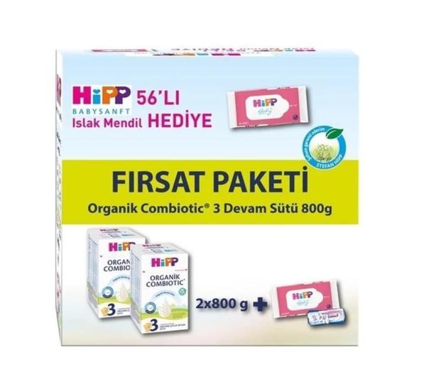 Hipp 3 Organik Combiotic Bebek Sütü 800 Gr X2 Islak Mendil Hediyeli - Image 1