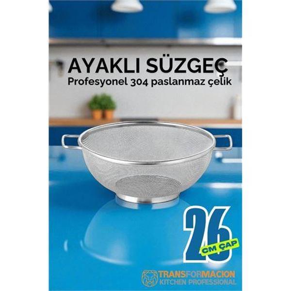 Modacar 26 cm Süzgeç - Makarna Süzgeci Pirinç Meyve Süzgeci 304 Paslanmaz Çelik - Image 1