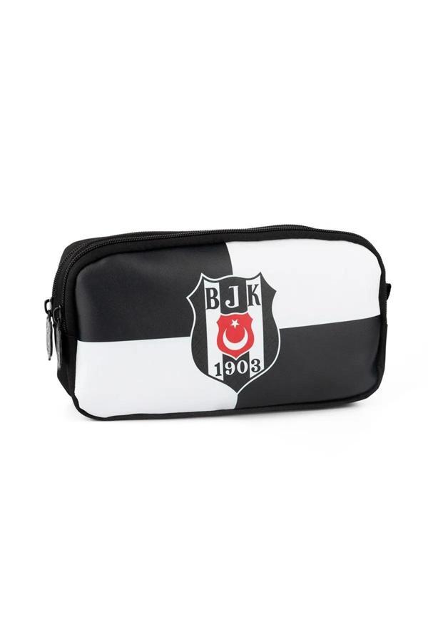 Beşiktaş Bjk 1903 Logo Desenli Suni Deri 2 Bölmeli Kalem Çantası Kalemlik - Image 1