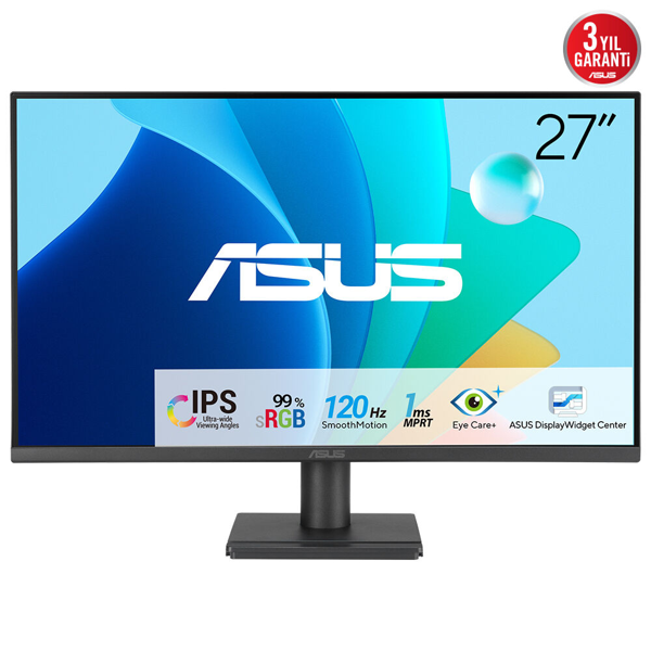 ASUS VA279HG 27" 1ms, 120Hz, Full HD, HDMI, VGA, IPS LED, Çerçevesiz Tasarım, Düşük Mavi Işık, FreeSync Kurumsal Mo - Image 1