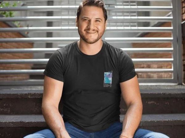 Erkek Bisiklet Yaka Baskılı Oversize T-Shirt - Siyah - Image 1