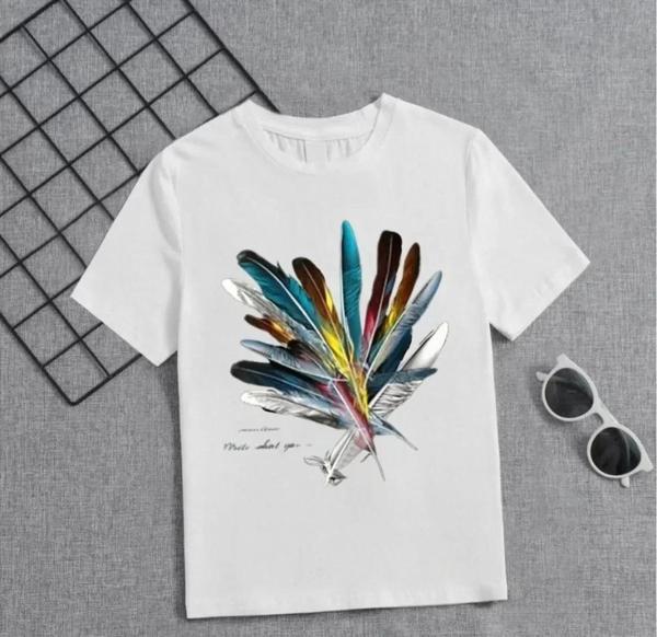 Kız Çocuk Baskılı T-Shirt - Beyaz - Image 1
