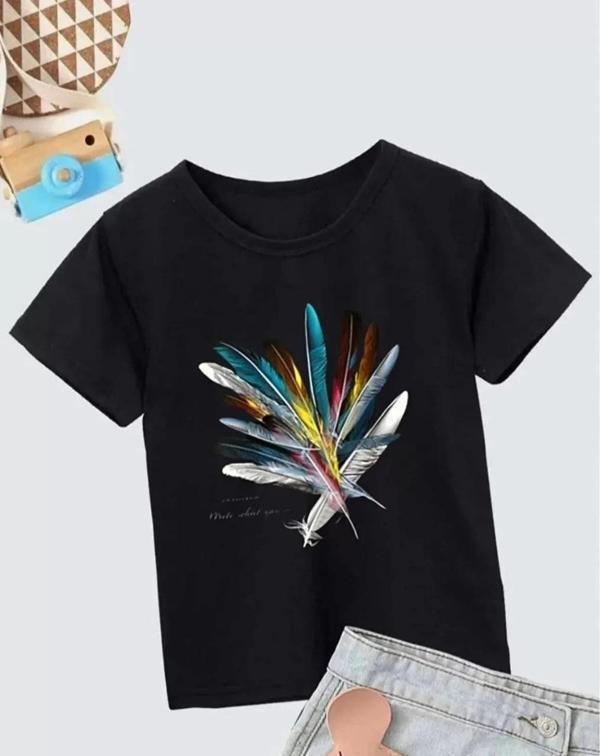 Kız Çocuk Baskılı T-Shirt- Siyah - Image 1