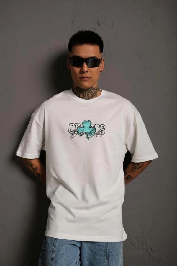 Erkek Sırt Baskılı T-shirt - Beyaz - Image 1