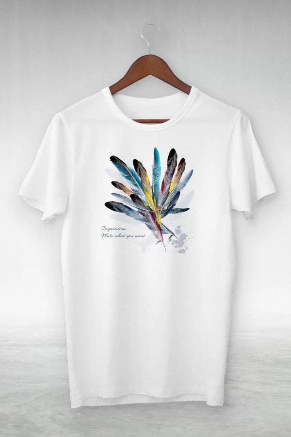 Unisex Baskılı Oversize T-Shirt - Beyaz - Image 1