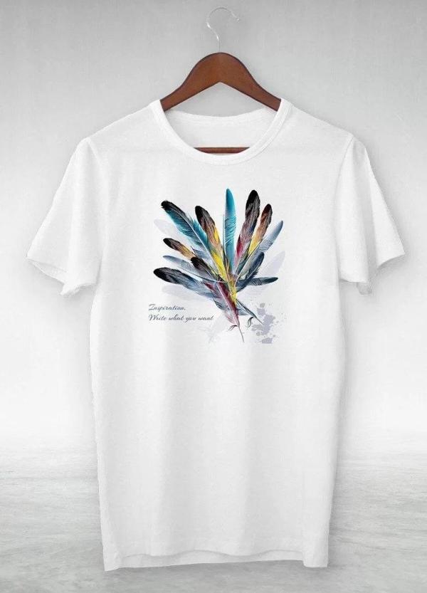 Unisex Baskılı Oversize T-Shirt - Beyaz - Image 1