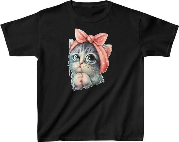 Çocuk Unisex Baskılı T-Shirt - Siyah - Image 1