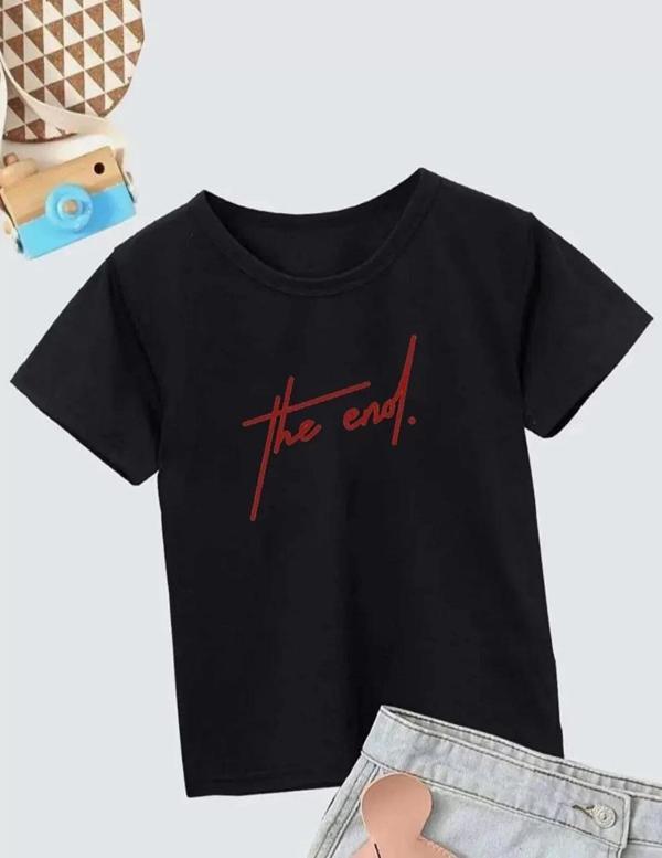 Çocuk Unisex Baskılı T-Shirt - Siyah - Image 1