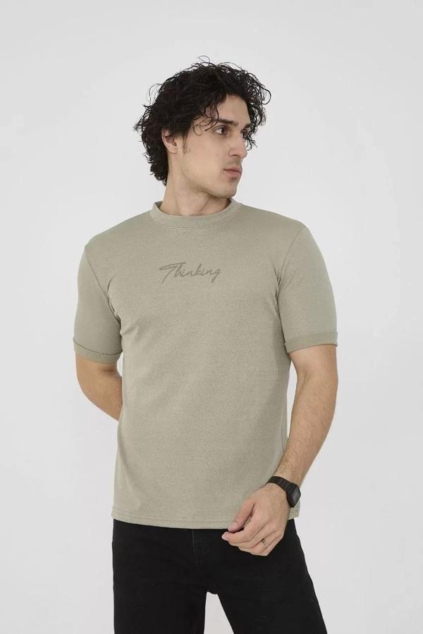 Unisex Bisiklet Yaka Slim fit T-Shirt- Açık Yeşil - Image 1