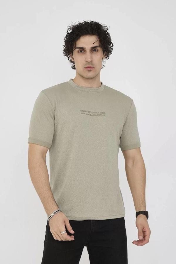 Unisex Bisiklet Yaka Slim fit T-Shirt- Açık Yeşil - Image 1