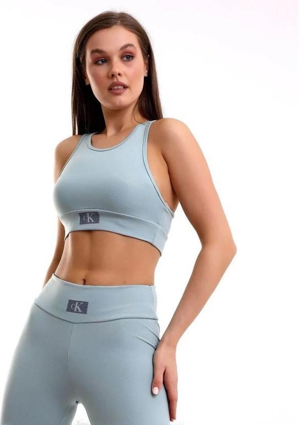 Kadın Crop Tayt İkili Spor Takımı - Gri - Image 1
