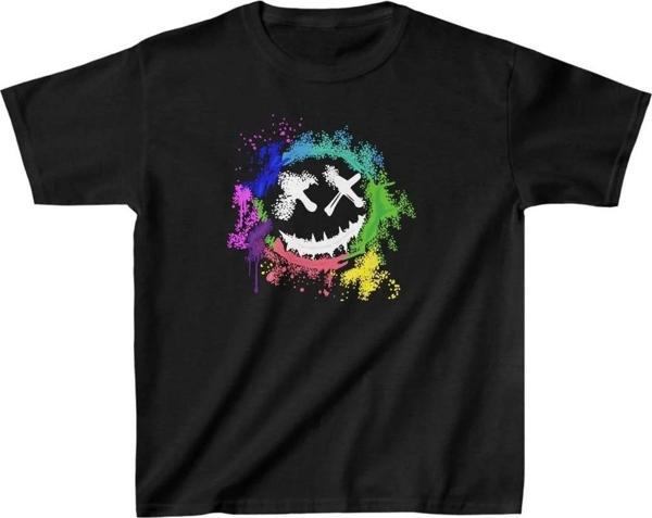 Unisex Çocuk Baskılı T-Shirt - Siyah - Image 1