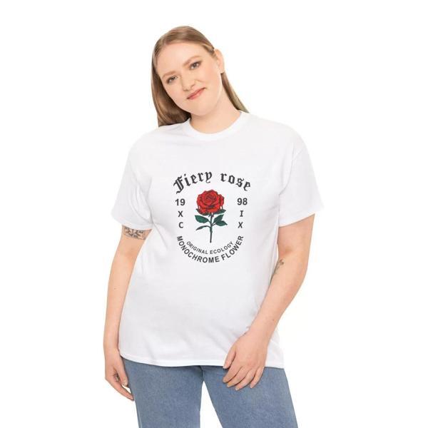 Unisex Kadın Bisiklet Yaka Baskılı T-Shirt - Beyaz - Image 1