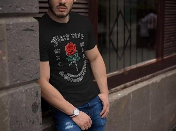 Erkek Bisiklet Yaka Baskılı Oversize T-Shirt - Siyah - Image 1