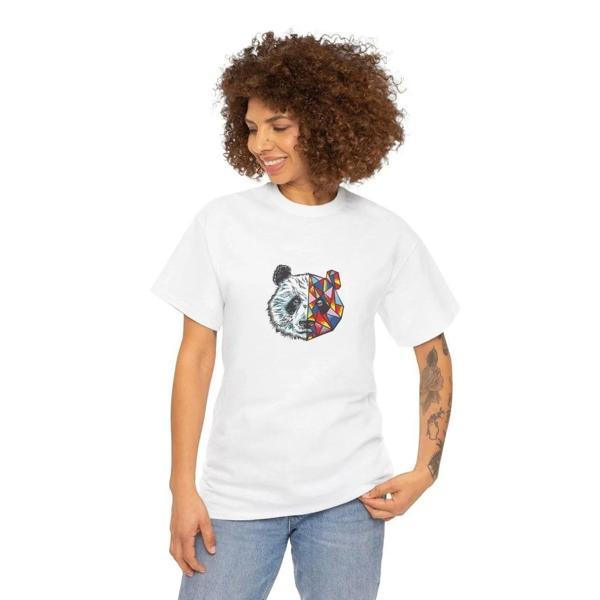 Unisex Kadın Bisiklet Yaka Baskılı T-Shirt - Beyaz - Image 1
