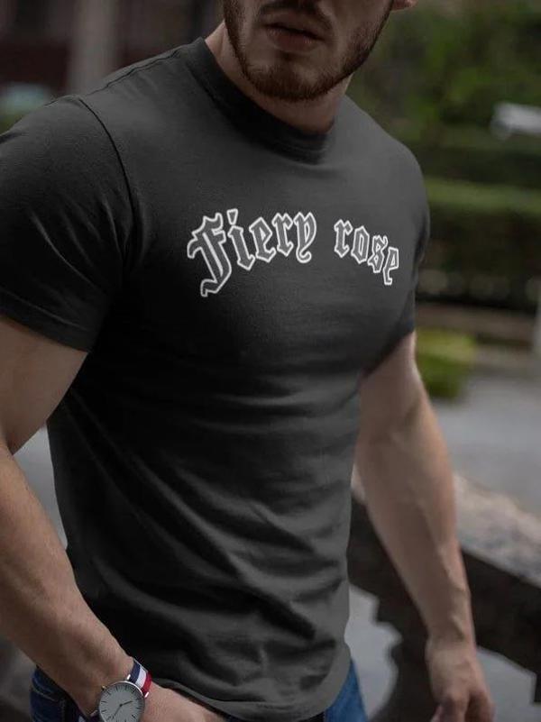 Erkek Bisiklet Yaka Baskılı Oversize T-Shirt - Siyah - Image 1