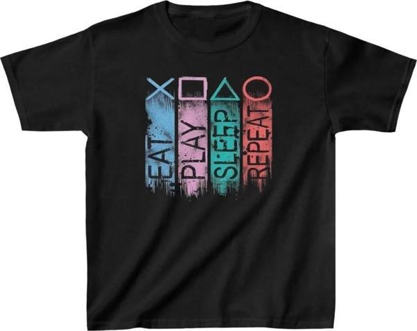Unisex Çocuk Baskılı T-Shirt - Siyah - Image 1