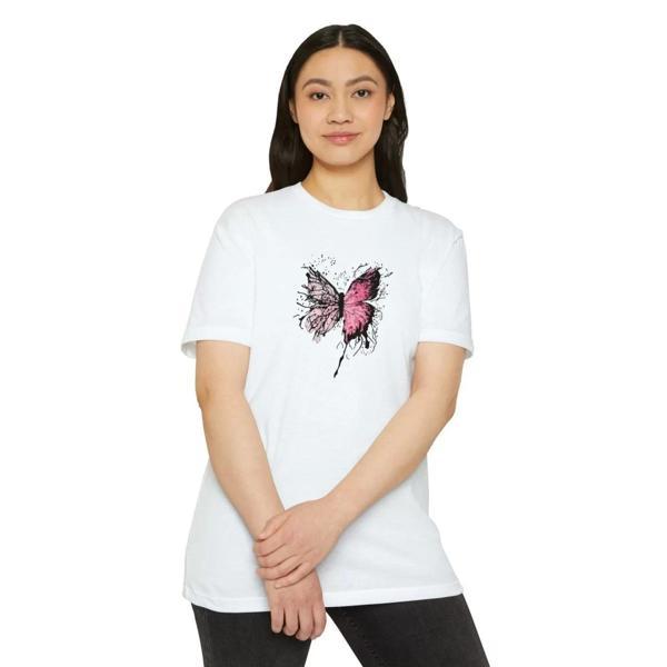 Unisex Kadın Bisiklet Yaka Baskılı T-Shirt - Beyaz - Image 1