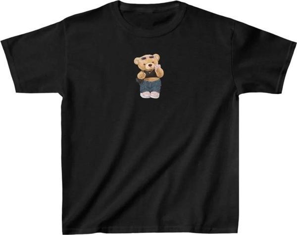 Unisex Çocuk Baskılı T-Shirt - Siyah - Image 1