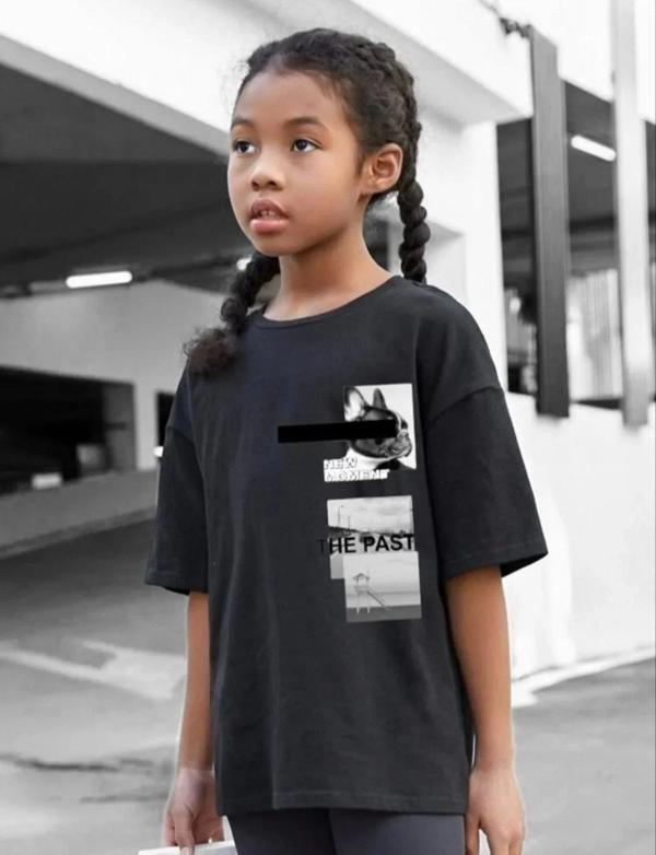 Çocuk Unisex Baskılı T-Shirt - Siyah - Image 1