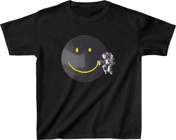 Unisex Çocuk Baskılı T-Shirt - Siyah - Image 1