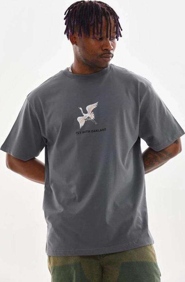 Unisex Baskılı Oversize T-Shirt - Füme - Image 1