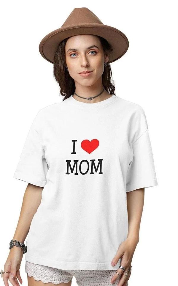 Unisex Bisiklet Yaka Baskılı Oversize T-Shirt - Beyaz - Image 1