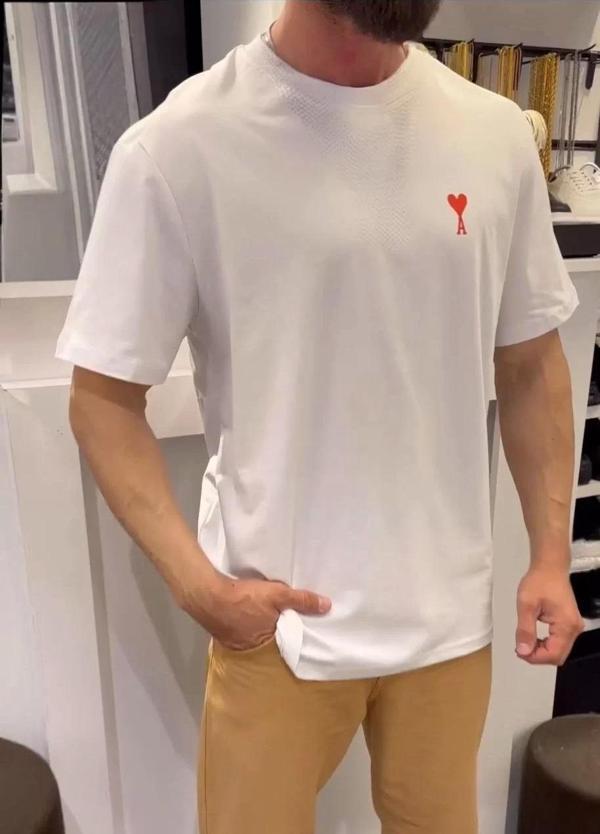 Unisex Bisiklet Yaka Baskılı Oversize T-Shirt - Beyaz - Image 1