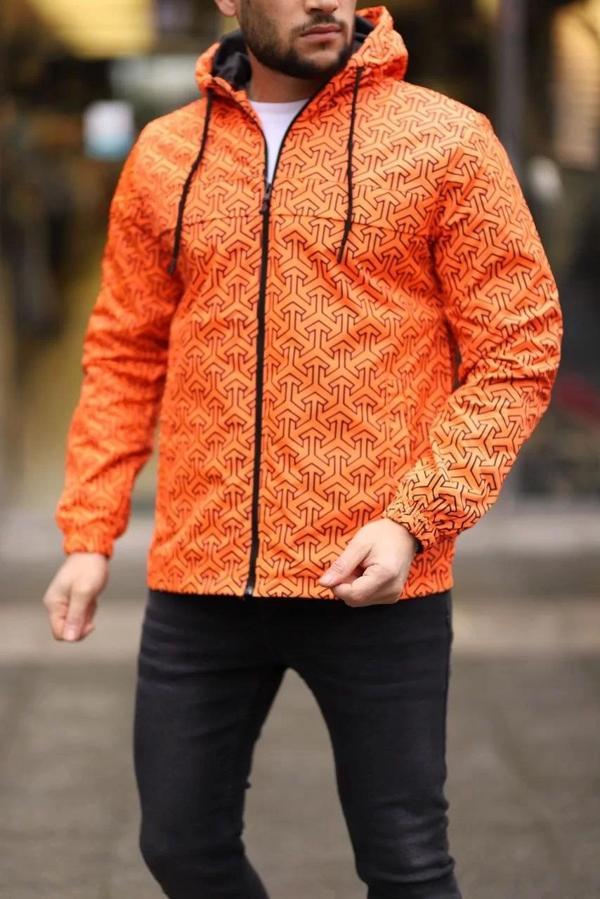 Unisex Kapüşonlu İçi Astarlı Yağmurluk - Turuncu - Image 1