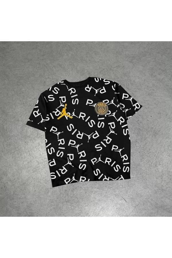 Erkek Dijital Baskılı Oversize T-shirt Siyah - Image 1
